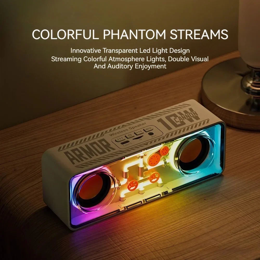 Portable Bluetooth Speaker with RGB Lights, Stereo Sound