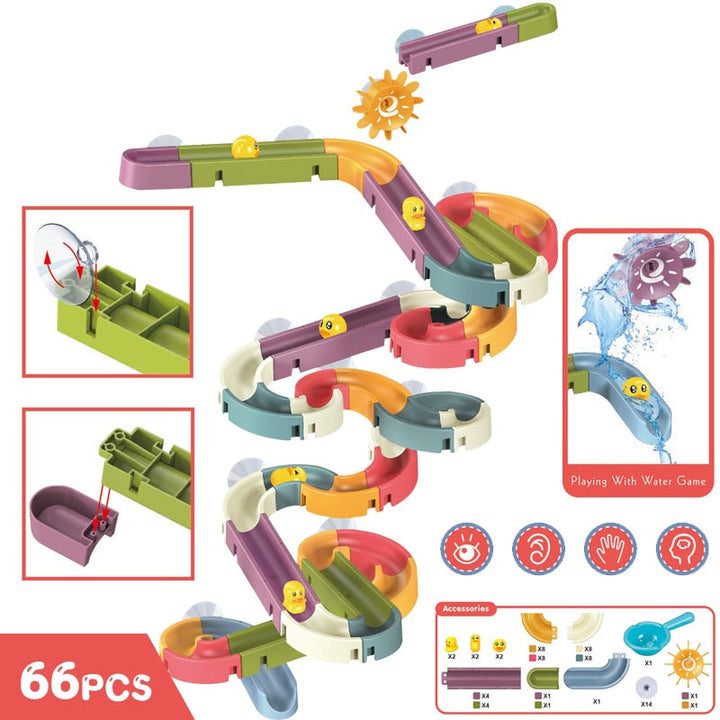 66-Piece Bath Track Toy for Screen-Free Water Play
