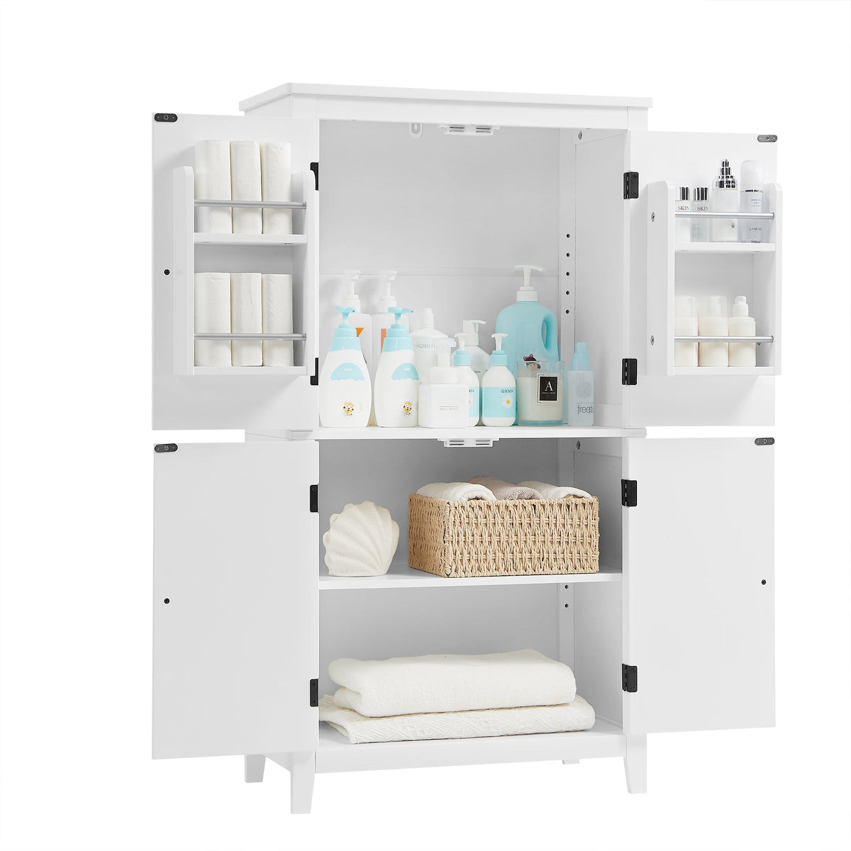 Bathroom Floor Storage Cabinet with Adjustable Shelves
