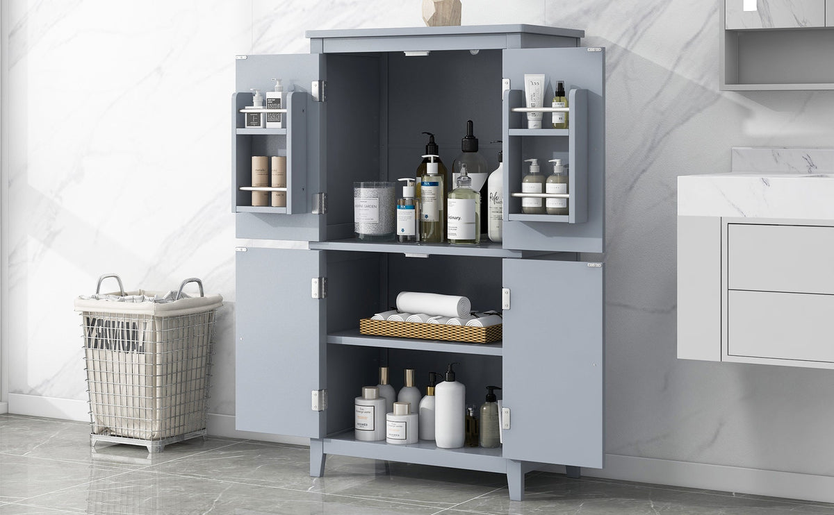 Bathroom Floor Storage Cabinet with Adjustable Shelves