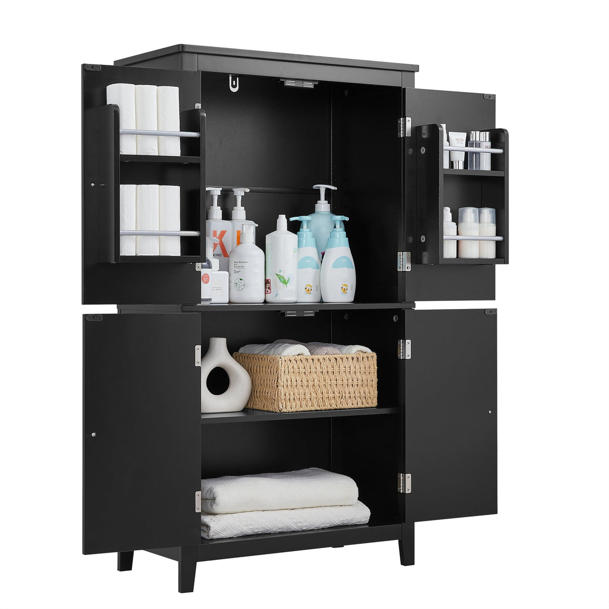 Bathroom Floor Storage Cabinet with Adjustable Shelves