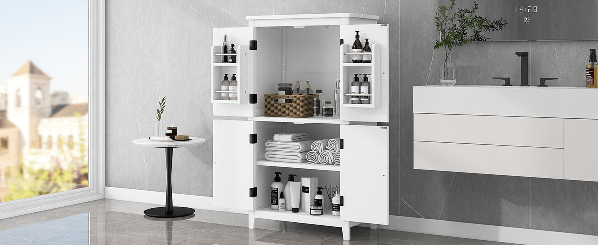Bathroom Floor Storage Cabinet with Adjustable Shelves
