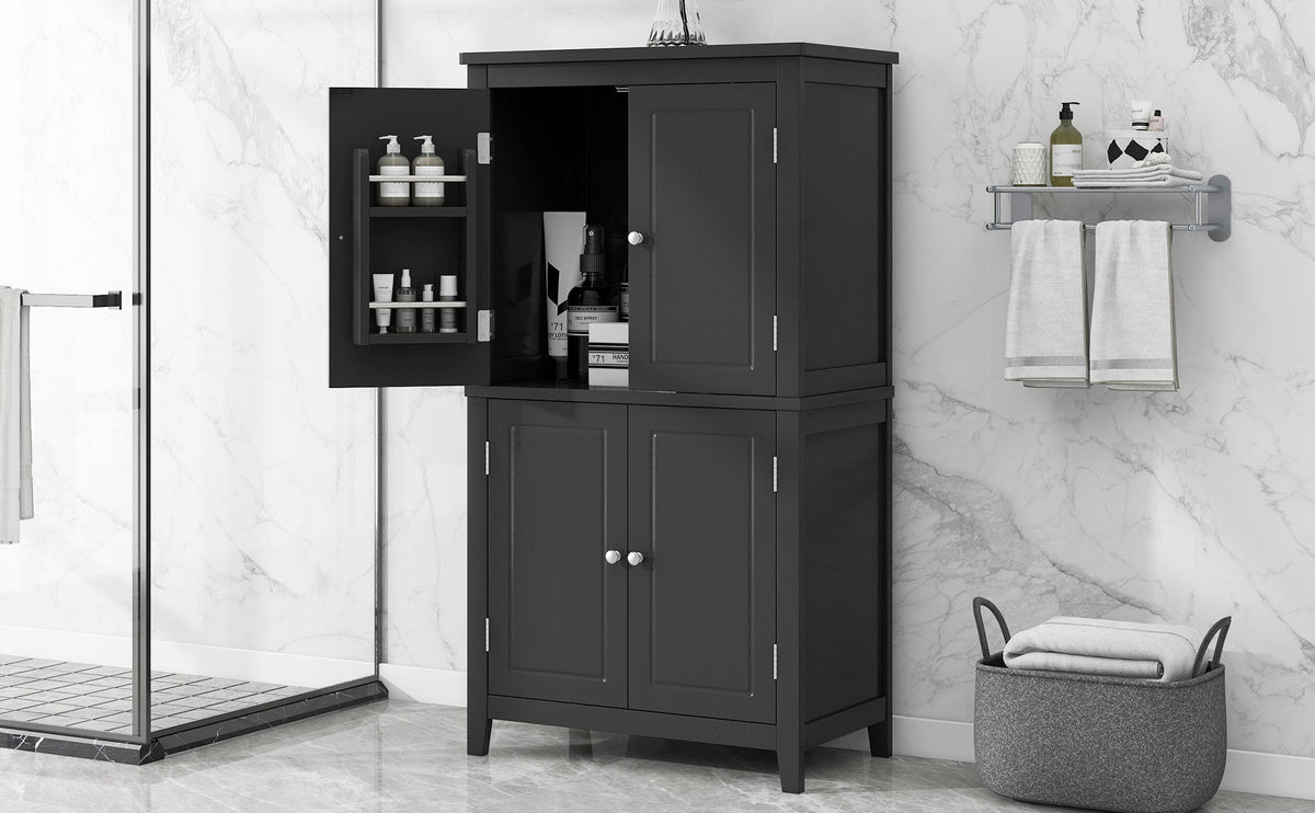 Bathroom Floor Storage Cabinet with Adjustable Shelves