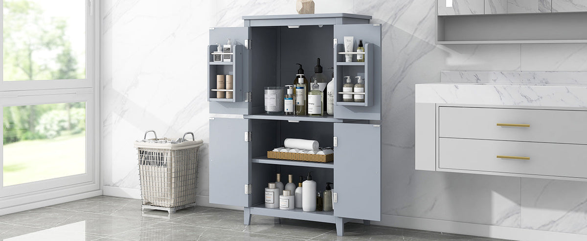 Bathroom Floor Storage Cabinet with Adjustable Shelves