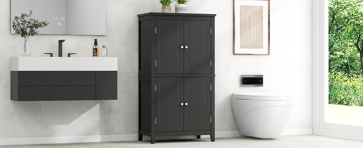 Bathroom Floor Storage Cabinet with Adjustable Shelves