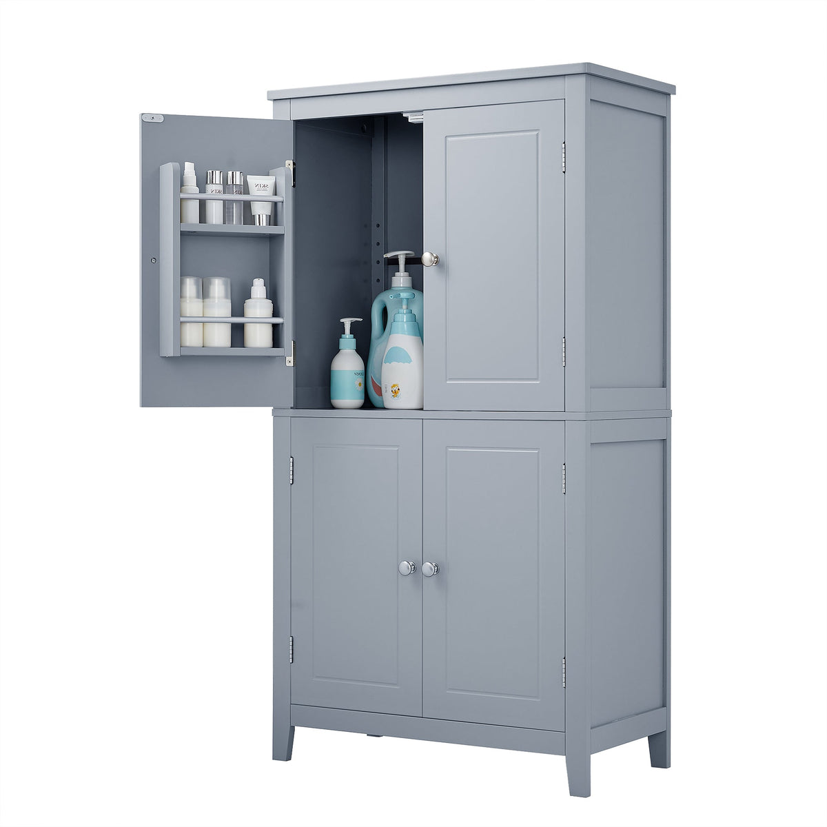 Bathroom Floor Storage Cabinet with Adjustable Shelves