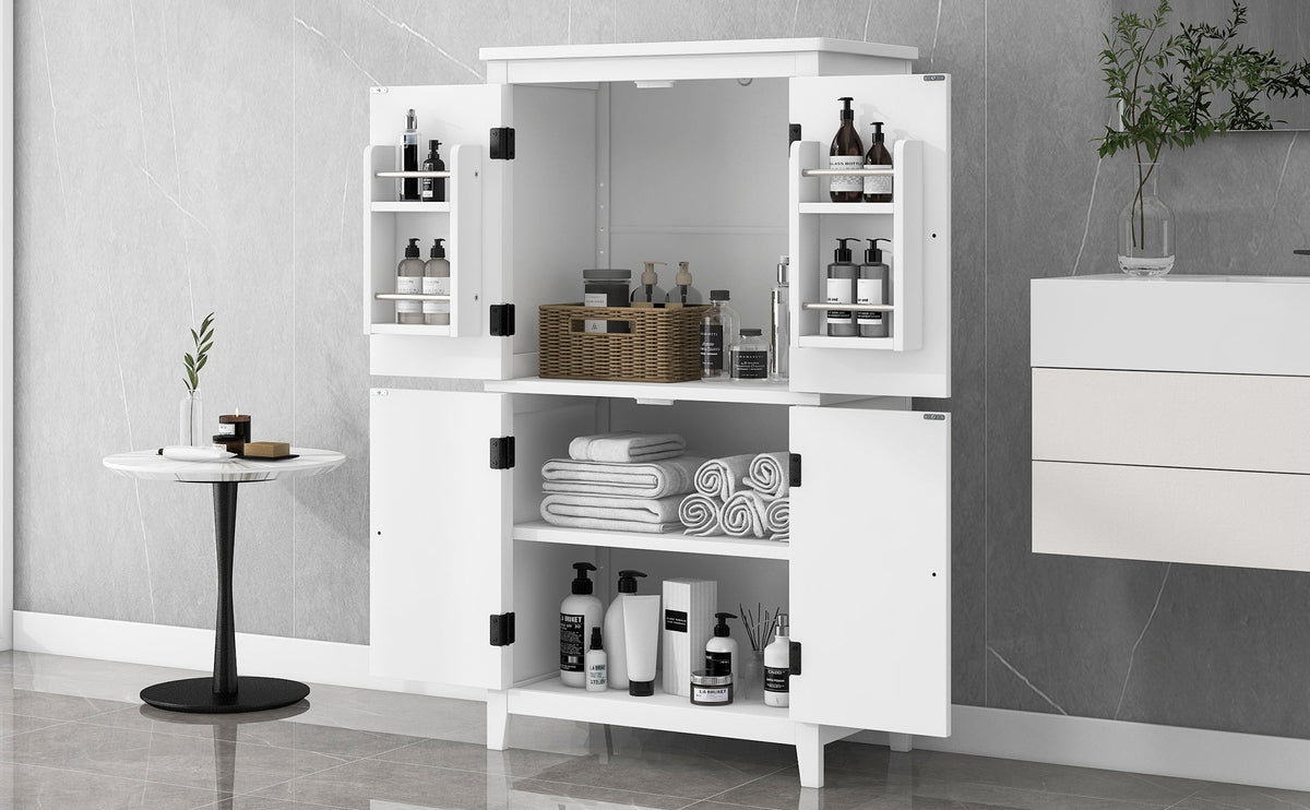 Bathroom Floor Storage Cabinet with Adjustable Shelves