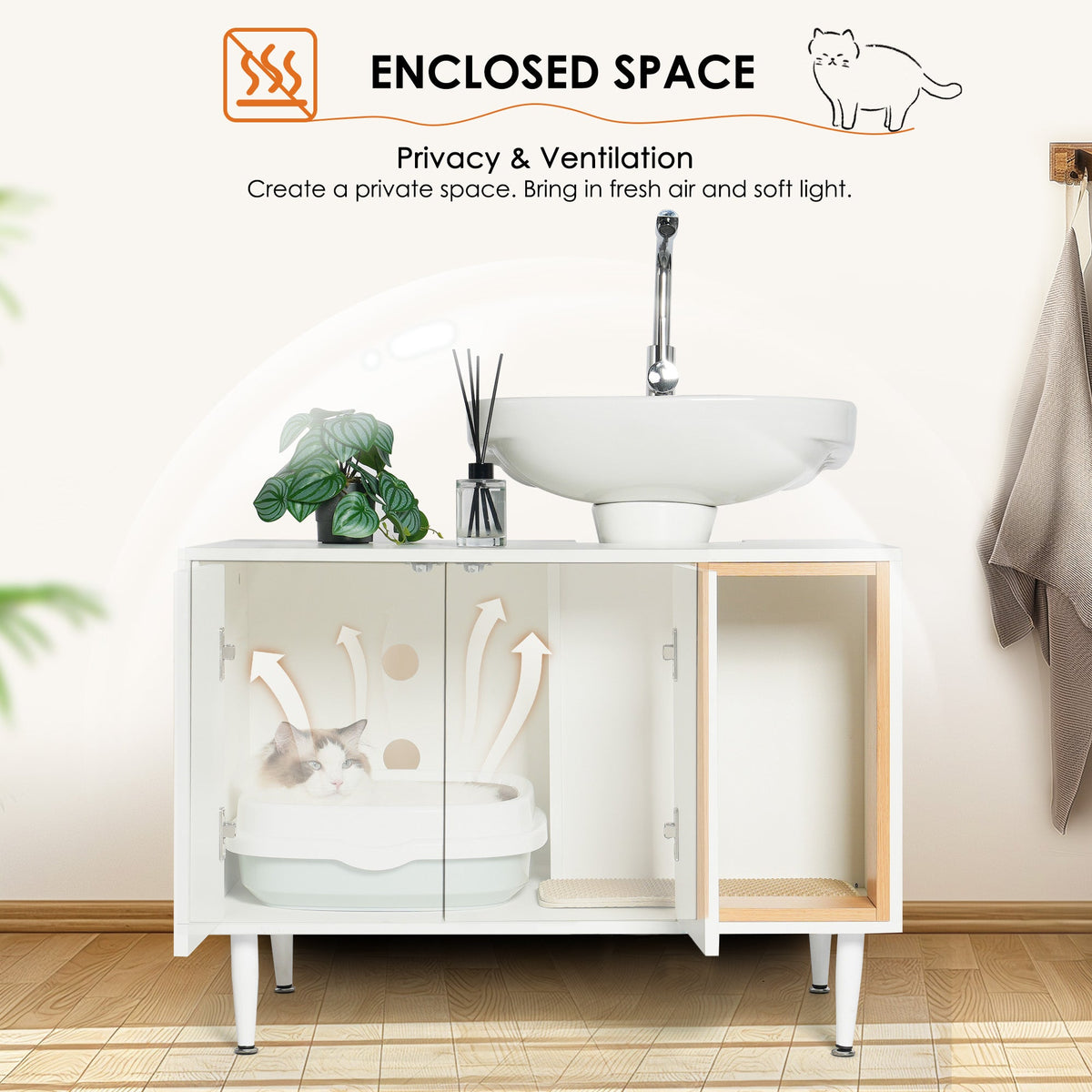 Bathroom Sink Cabinet With Hidden Pet Waste Storage