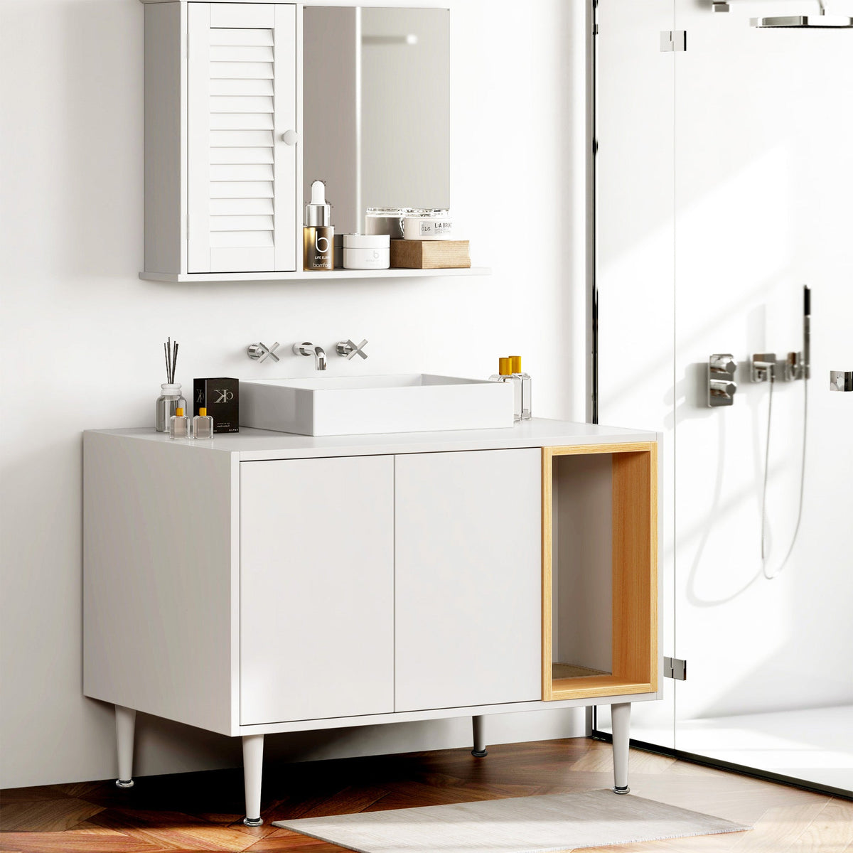 Bathroom Sink Cabinet With Hidden Pet Waste Storage