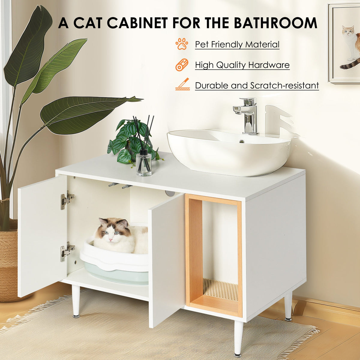 Bathroom Sink Cabinet With Hidden Pet Waste Storage