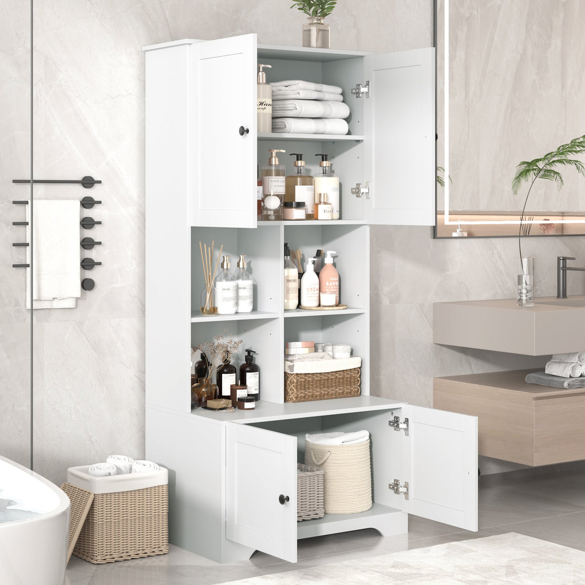 Tall Bathroom Storage Cabinet with Adjustable Shelf