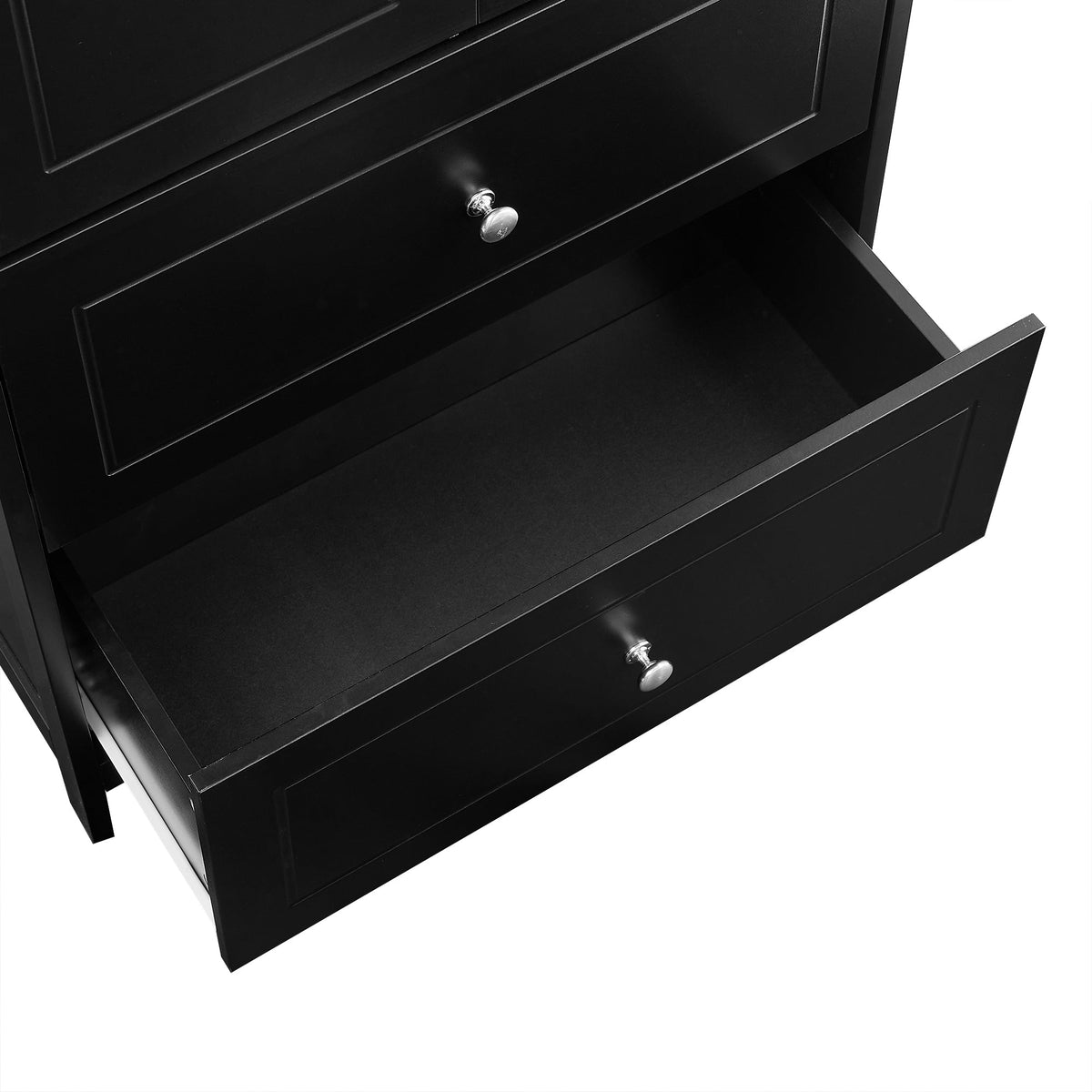Black Bathroom Storage Cabinet with Doors & Drawers