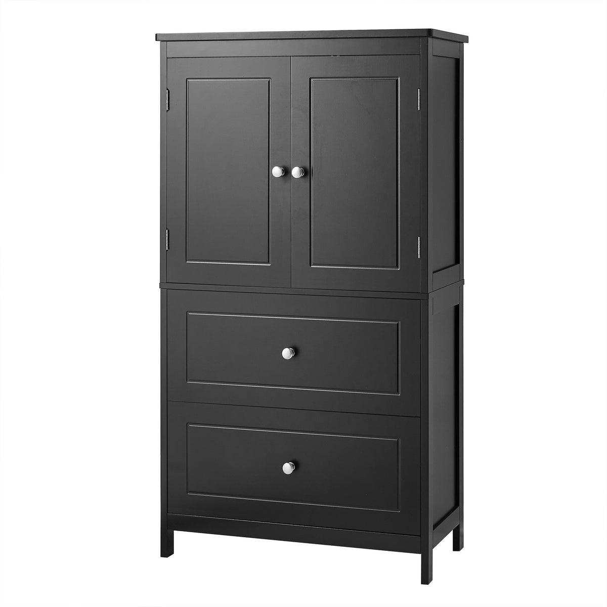 Black Bathroom Storage Cabinet with Doors & Drawers