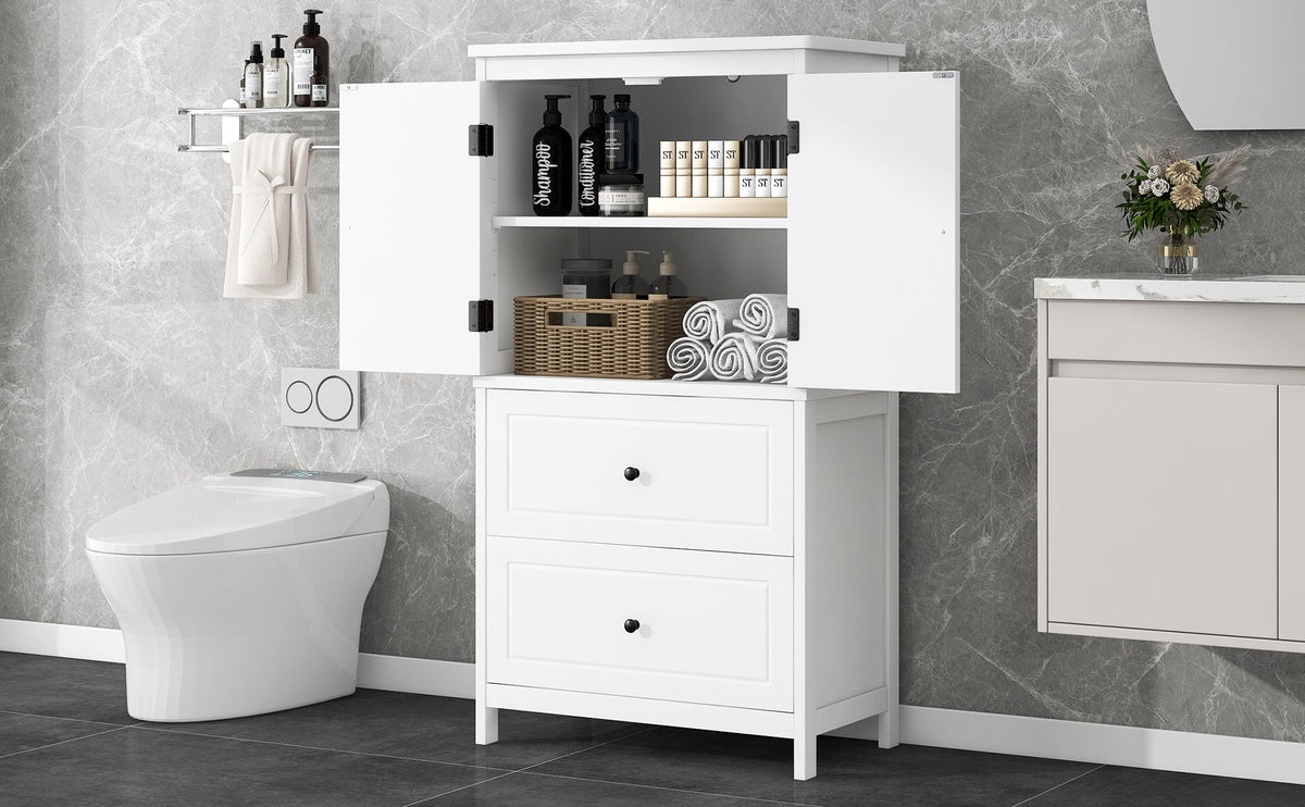 Bathroom Storage Cabinet with Doors, Drawers & Shelf