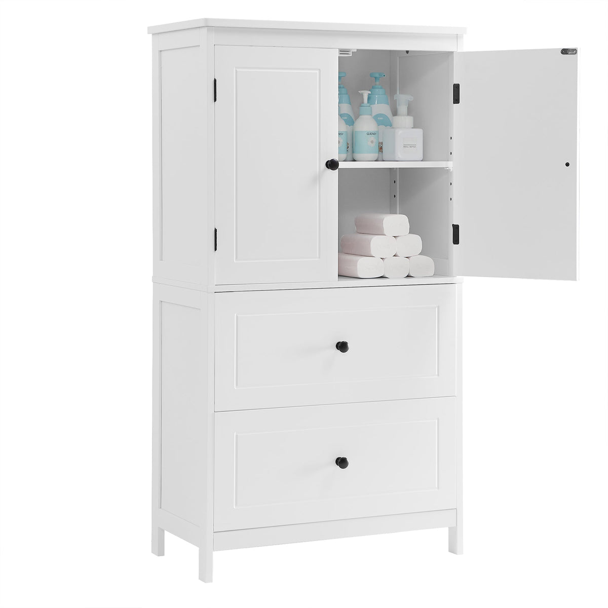 Bathroom Storage Cabinet with Doors, Drawers & Shelf