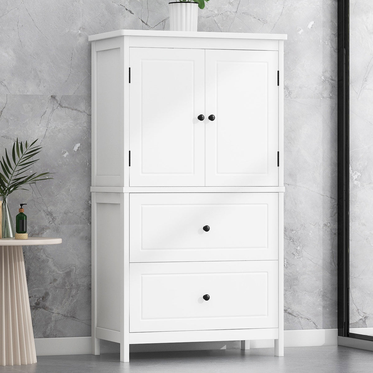 Bathroom Storage Cabinet with Doors, Drawers & Shelf