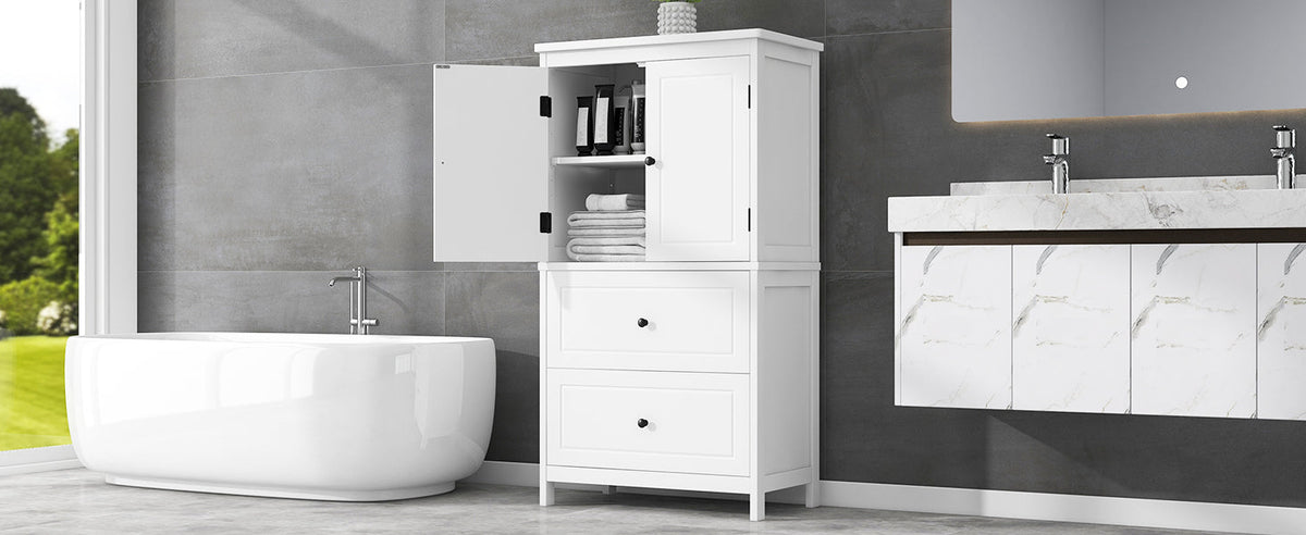 Bathroom Storage Cabinet with Doors, Drawers & Shelf