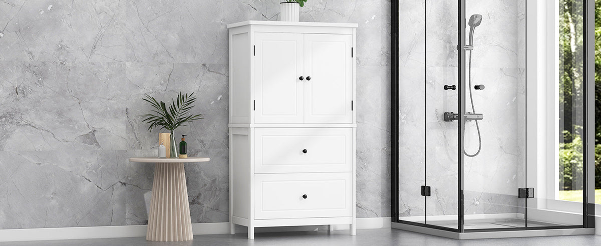Bathroom Storage Cabinet with Doors, Drawers & Shelf