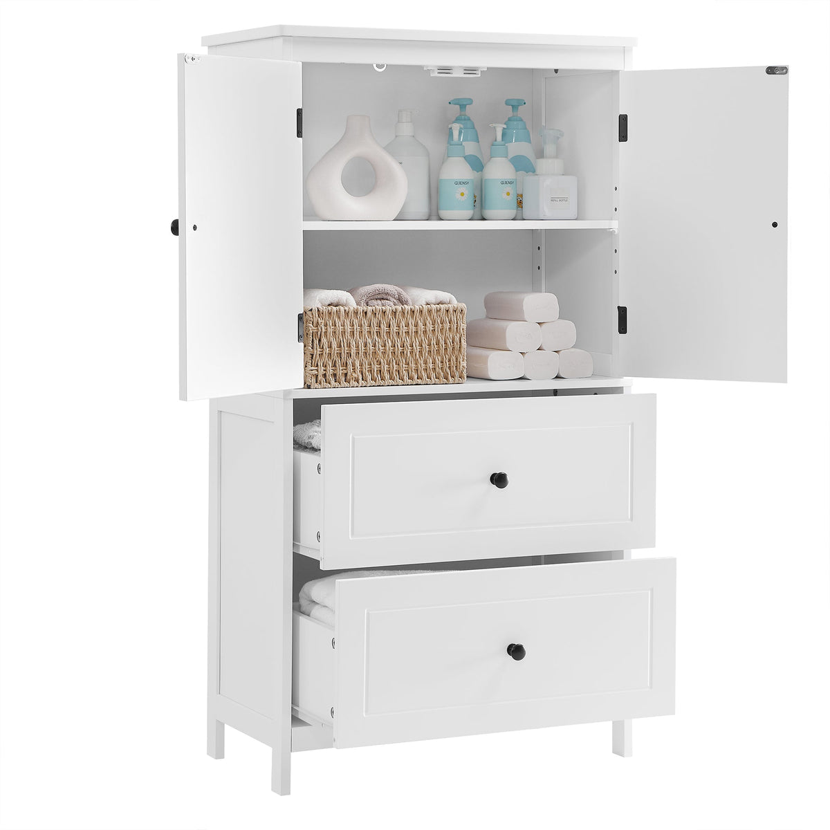 Bathroom Storage Cabinet with Doors, Drawers & Shelf