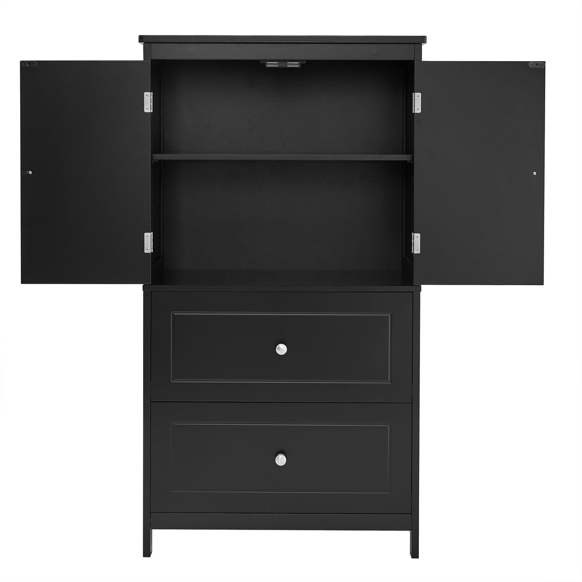 Black Bathroom Storage Cabinet with Doors & Drawers
