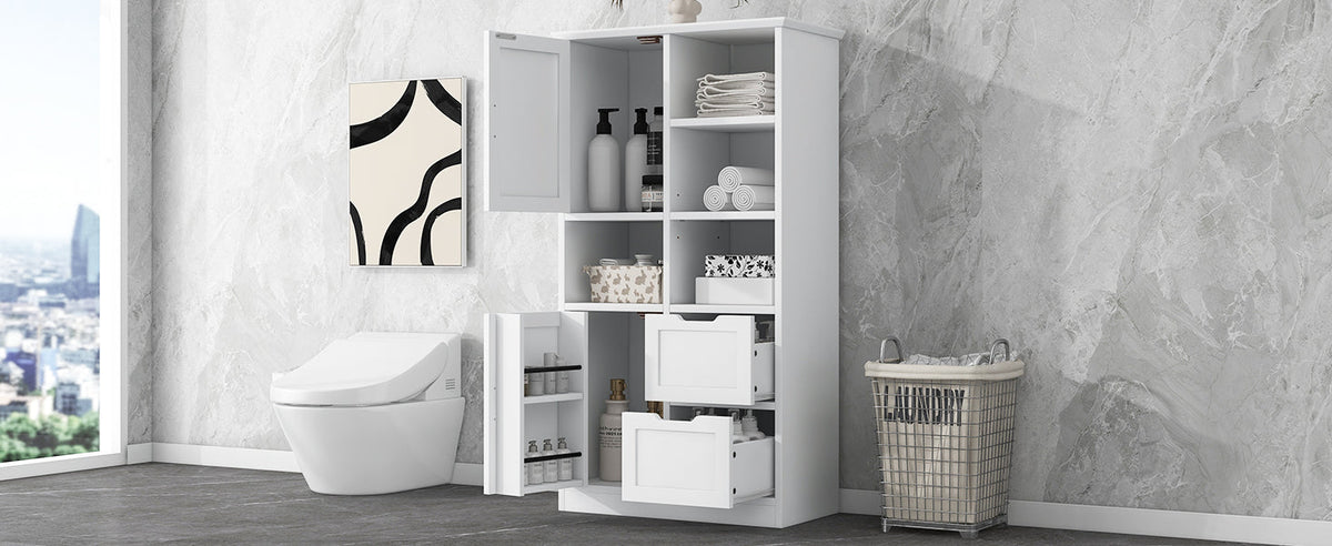 Bathroom Storage Cabinet with Doors, Drawers & Shelves