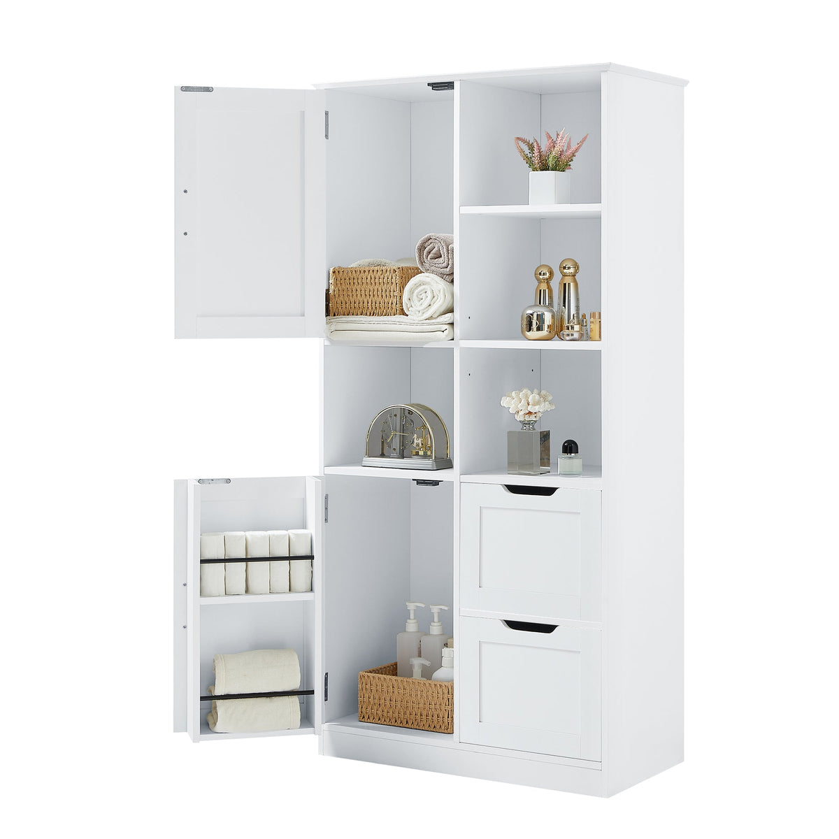 Bathroom Storage Cabinet with Doors, Drawers & Shelves