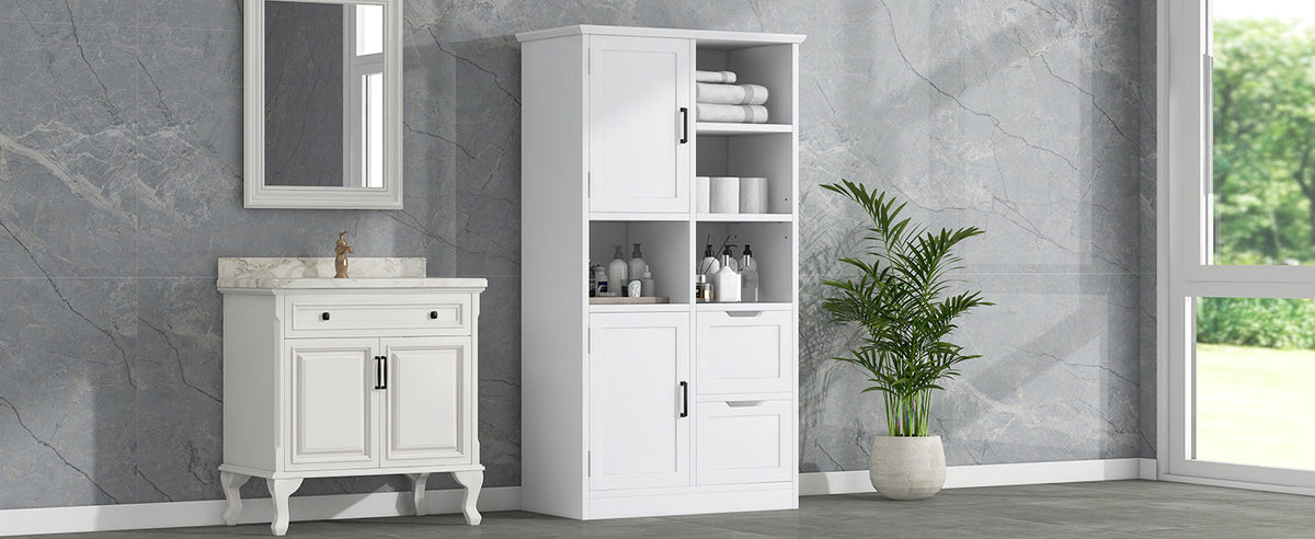 Bathroom Storage Cabinet with Doors, Drawers & Shelves