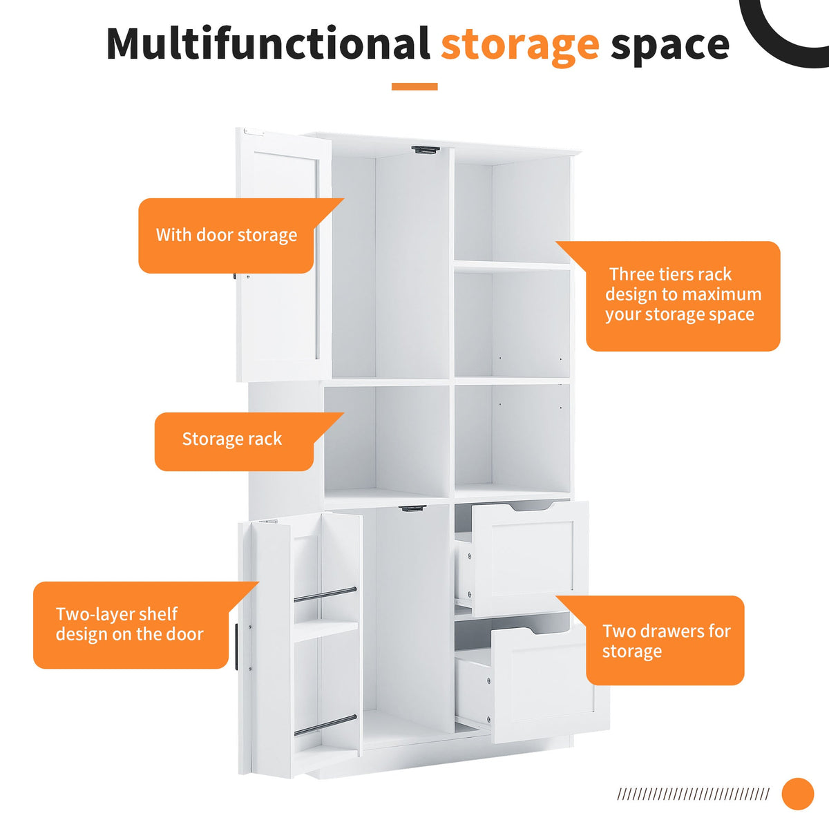 Bathroom Storage Cabinet with Doors, Drawers & Shelves