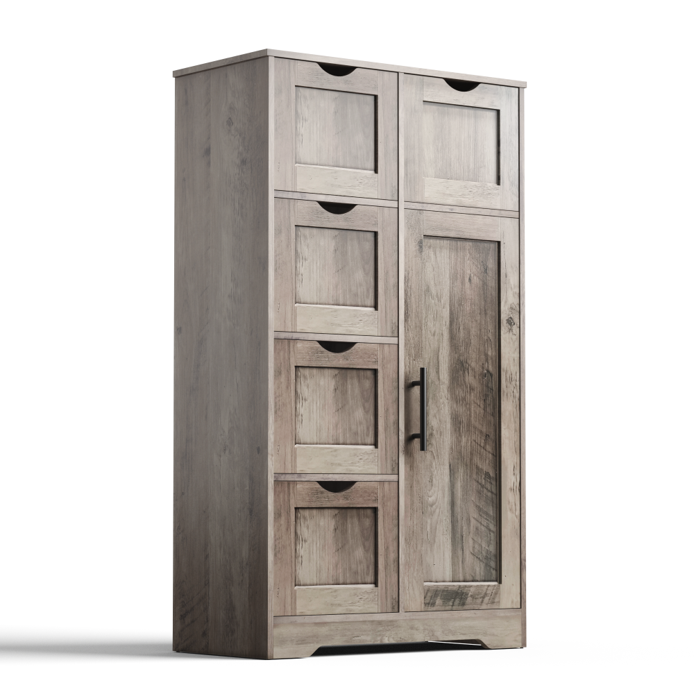 Bathroom Storage Cabinet with 5 Drawers and Closed Shelf
