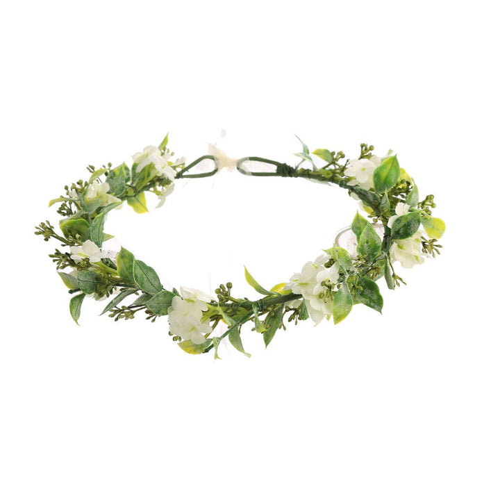 Beach Wedding Flower Crown Headpiece with Ribbon Ties