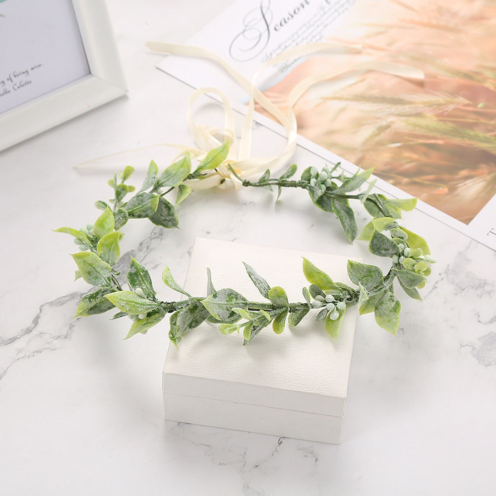 Beach Wedding Flower Crown Headpiece with Ribbon Ties