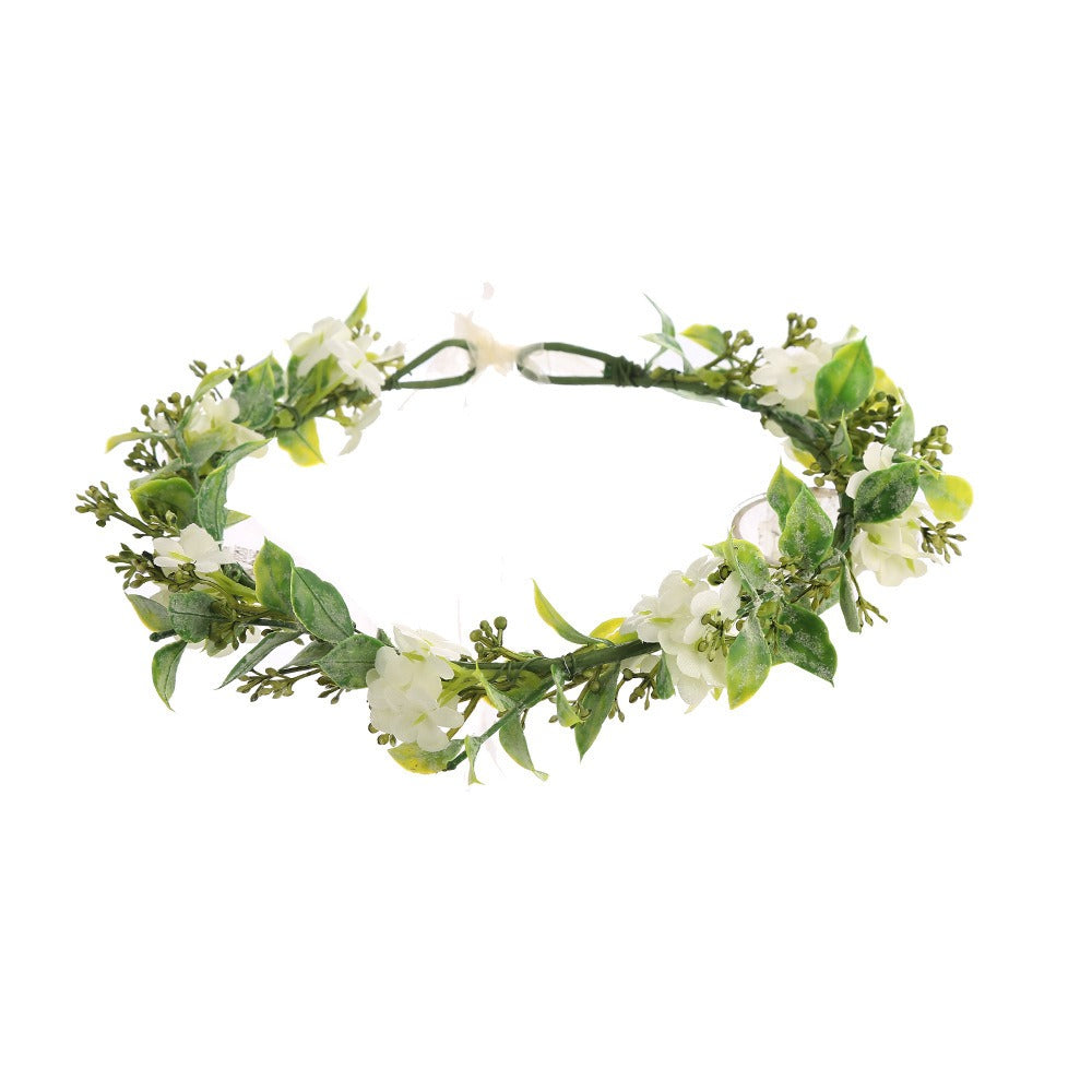 Beach Wedding Flower Crown Headpiece with Ribbon Ties