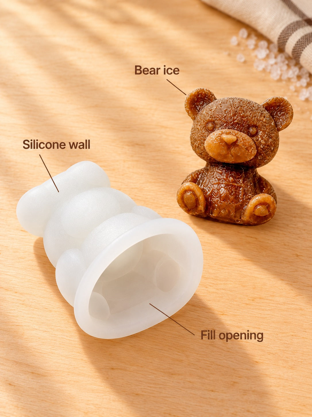 3D Silicone Bear Ice Cube Mold for Iced Coffee & Milk Tea
