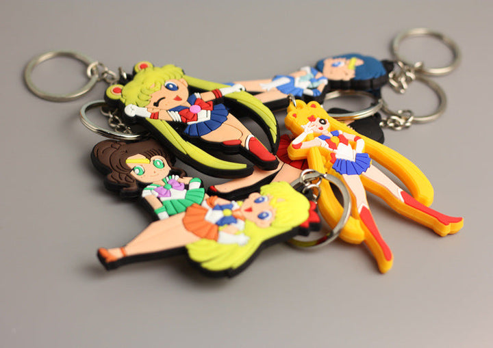 Cartoon Girl Keychain for Playful Bag Personalization