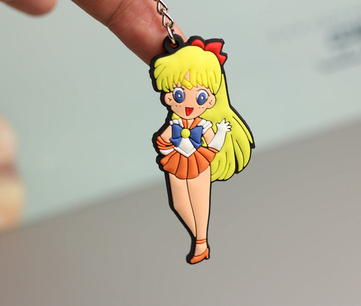Cartoon Girl Keychain for Playful Bag Personalization