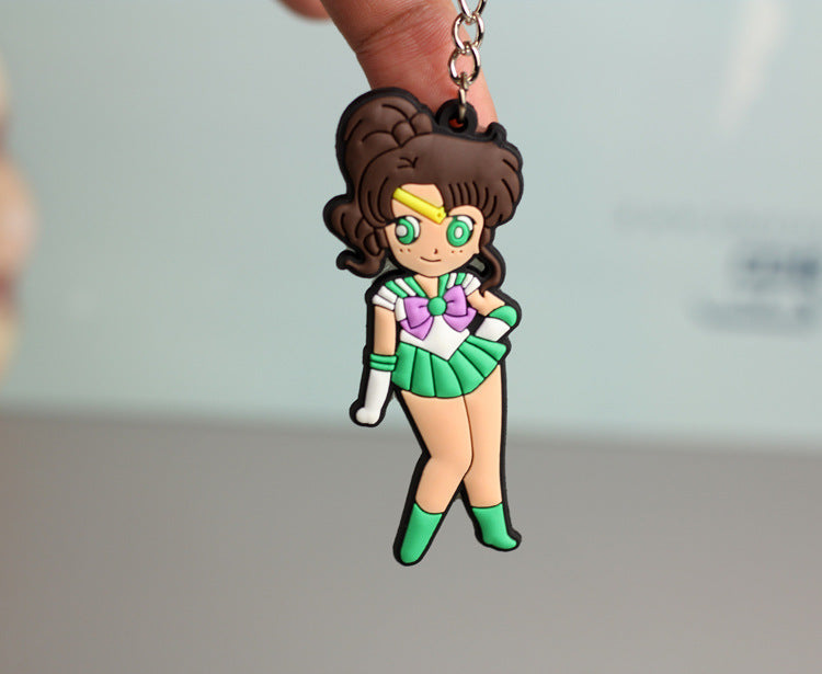 Cartoon Girl Keychain for Playful Bag Personalization