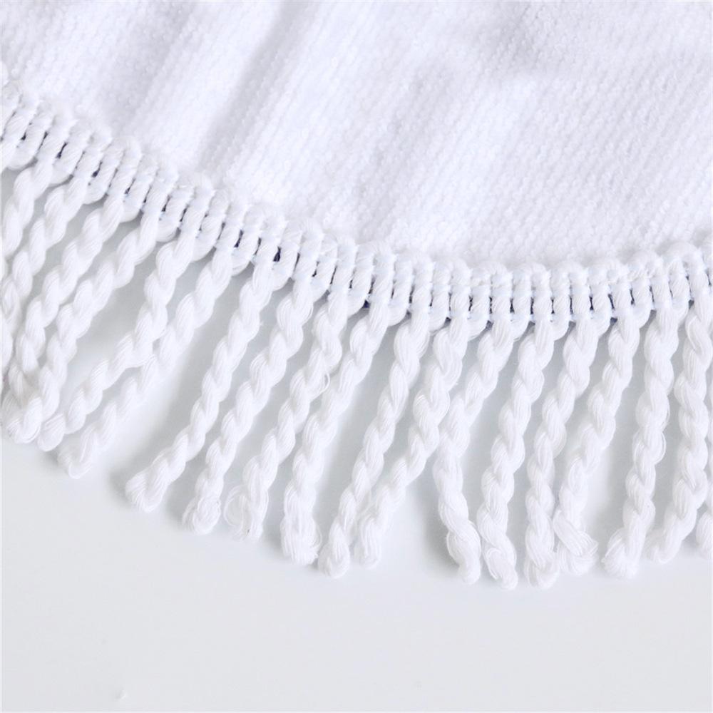 Round Beach Towel With Fringe Geometric Lounging Style