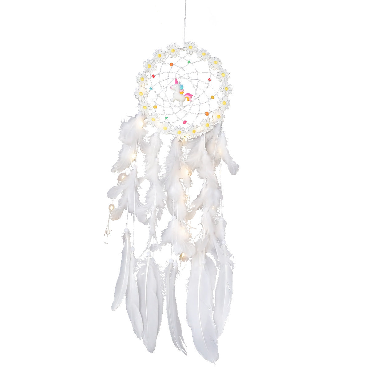 Unicorn Dream Catcher With Warm Fairy Lights Bedroom Decor