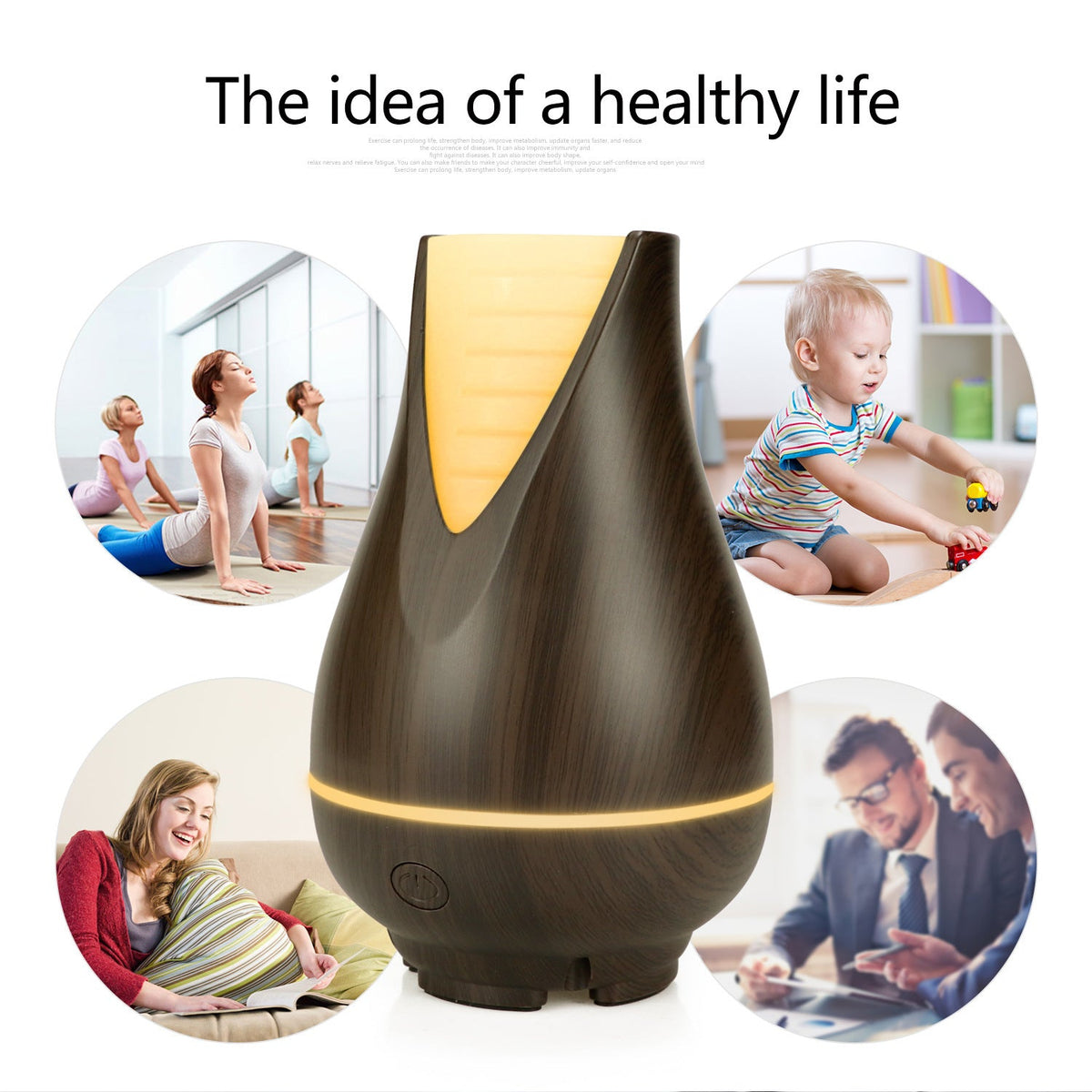 Wood Grain Vase Humidifier & Aroma Diffuser for Bedroom