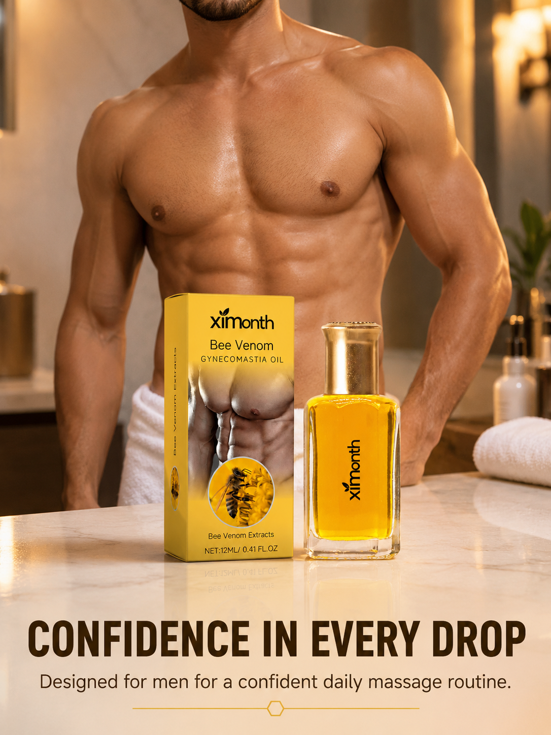 Bee Venom Men's Chest Firming Oil – Firmer, Lifted Appearance