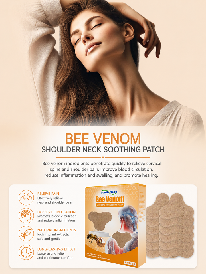Bee Venom Patch — Long-Lasting Neck & Shoulder Relief, 12 Pk