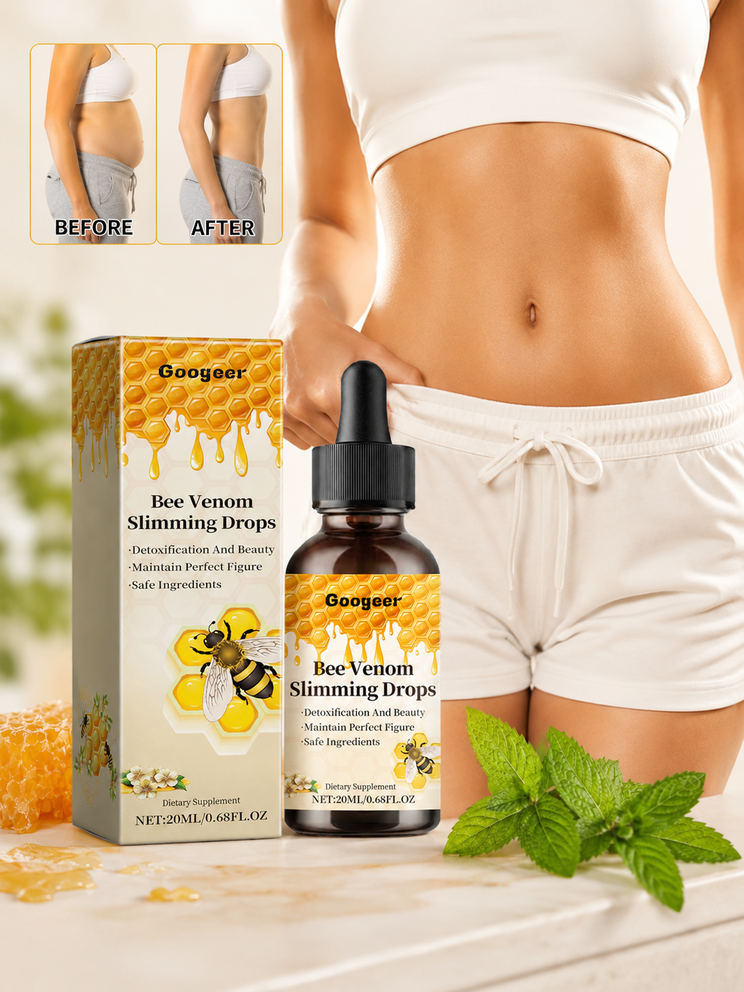 Googeer Body Care Drops, Lithe Body Bye Meat Care Drops