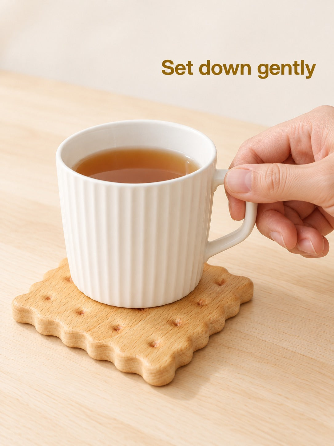 Beech Wood Biscuit Coaster for Tea and Coffee Mugs
