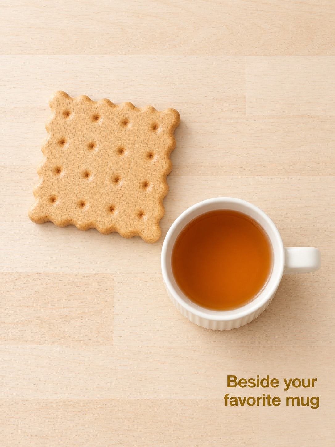 Beech Wood Biscuit Coaster for Tea and Coffee Mugs