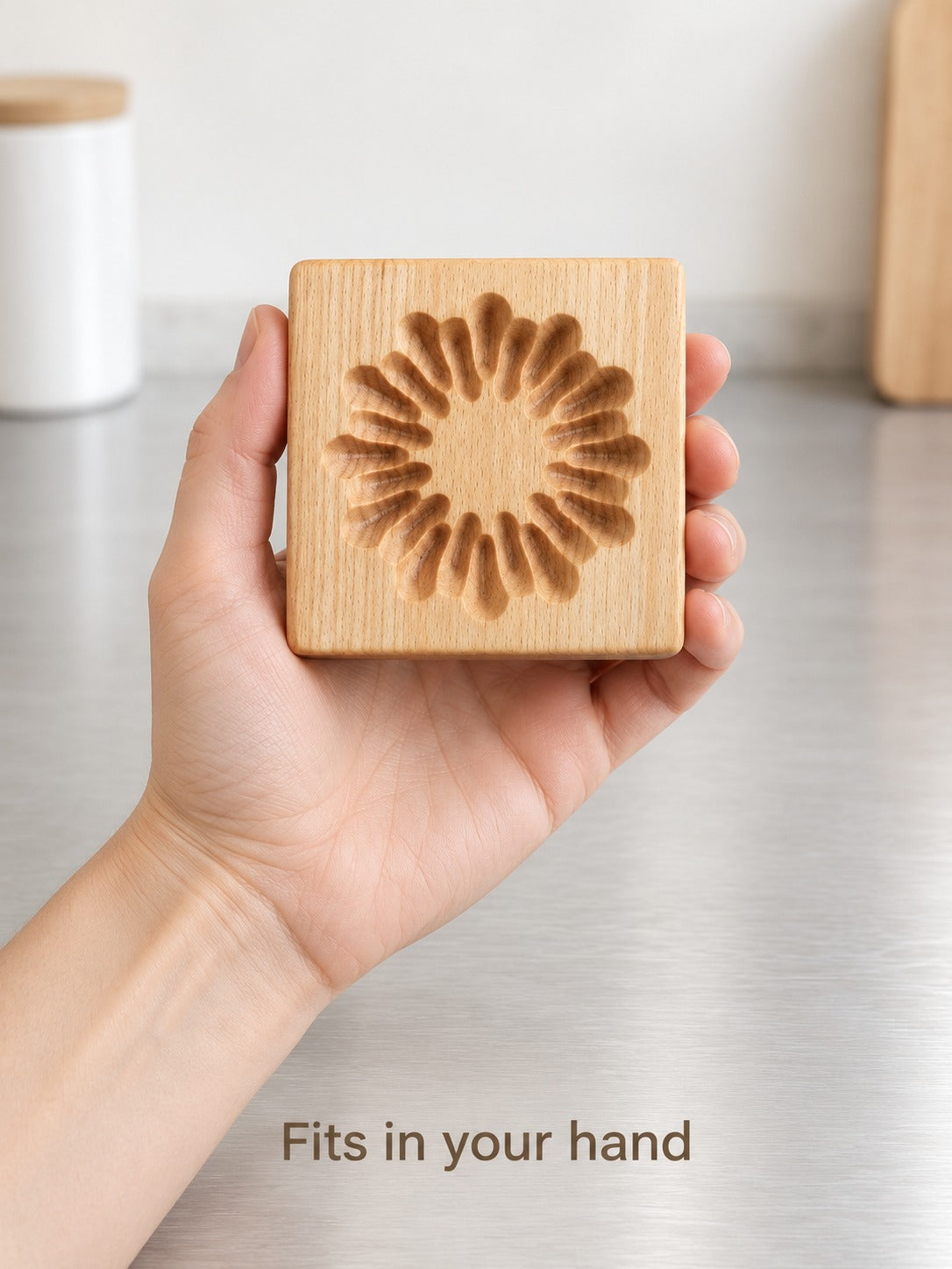 Beech Wood Shortbread Cookie Mold With Relief Designs