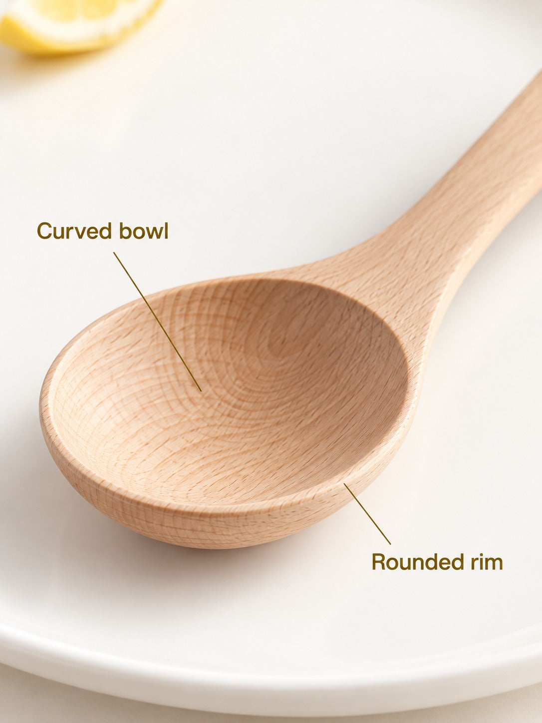 Natural Beech Wood Spoon for Nonstick Pans and Soups