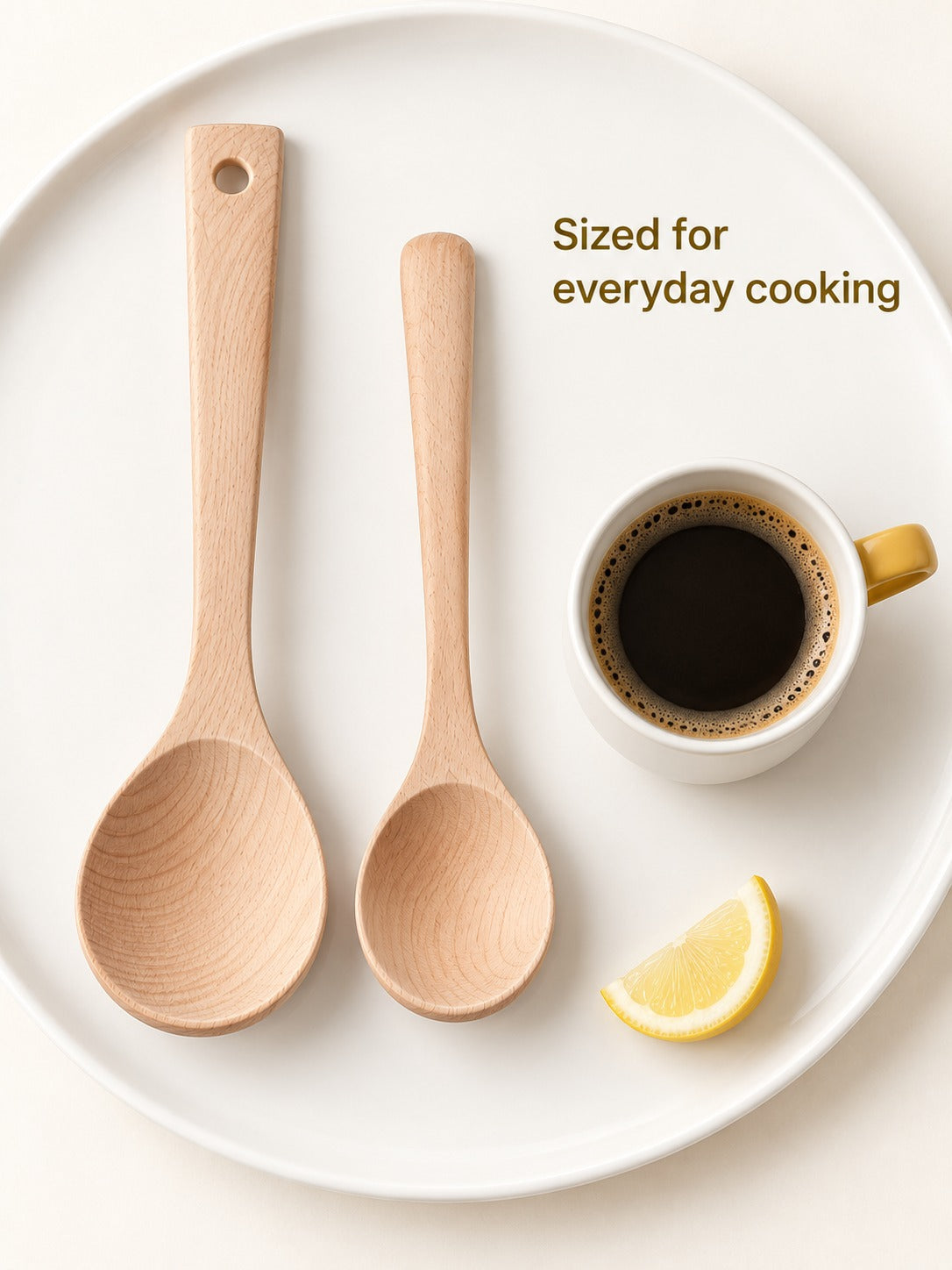 Natural Beech Wood Spoon for Nonstick Pans and Soups