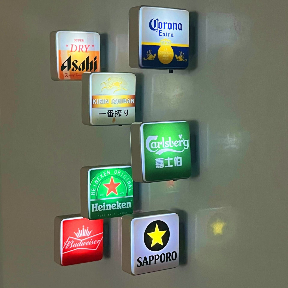 Mini Beer Bar Refrigerator Magnets, 7-Piece Decor Set