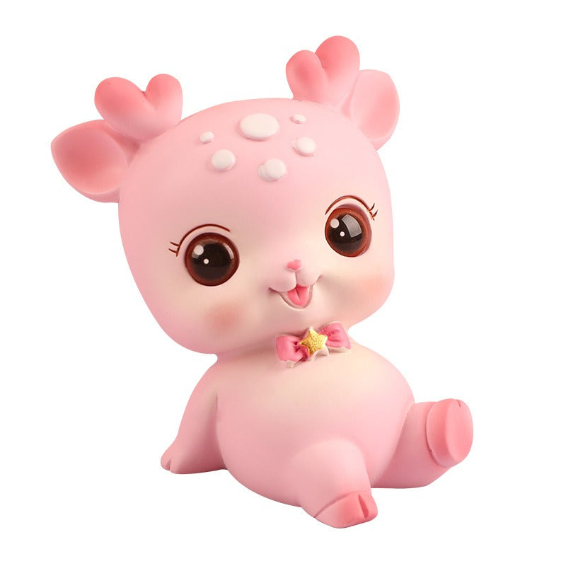 Resin Deer Figurine for Cute Desk, Shelf & Car Decor
