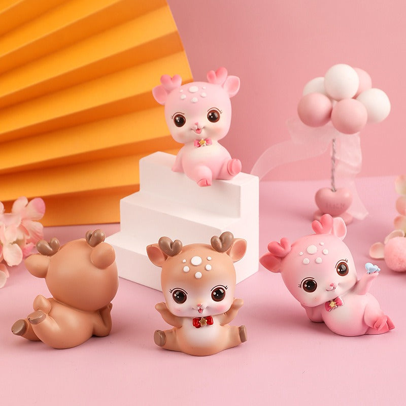 Resin Deer Figurine for Cute Desk, Shelf & Car Decor
